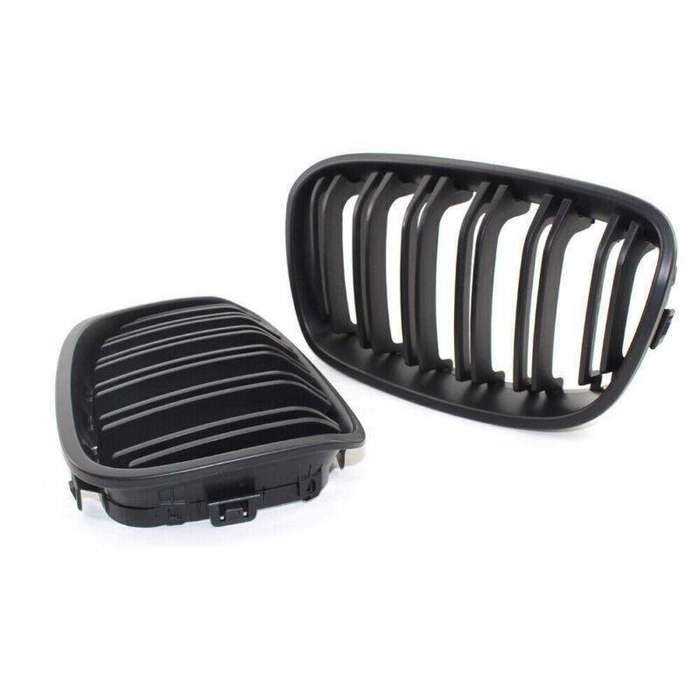 For BMW F20 F21 1-Series 11-14 Matte Black Double Slat Front Grill Kidney Grille