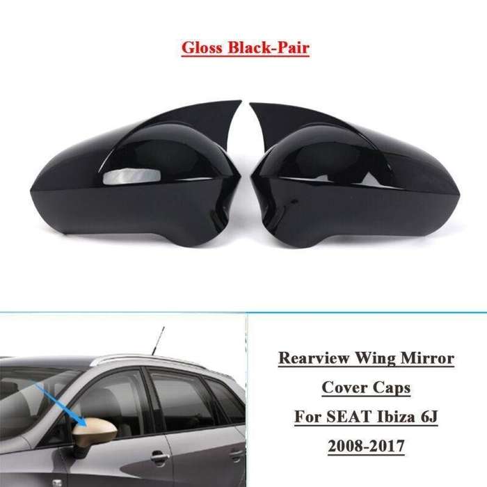 2x Rear View Wing Mirror Cover Caps For SEAT Ibiza 6J MK4 2008-2017 Gloss Black