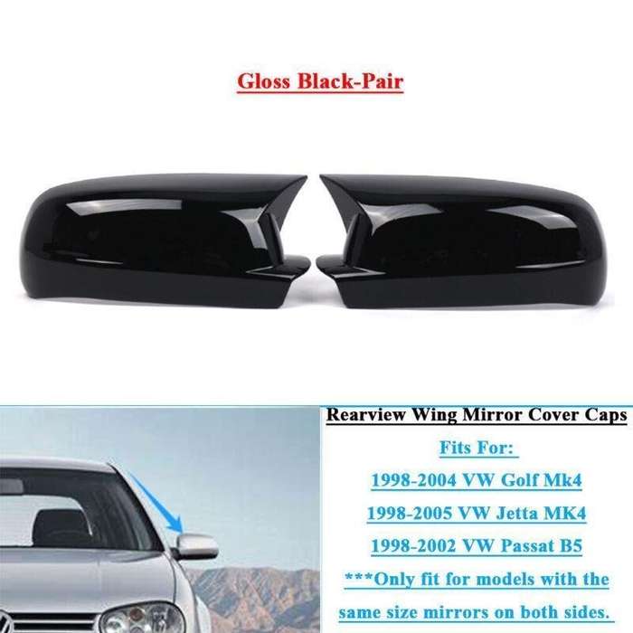 2x Wing Mirror Cover Caps For VW Golf Jetta Mk4 Passat B5 1998-2004 Gloss Black