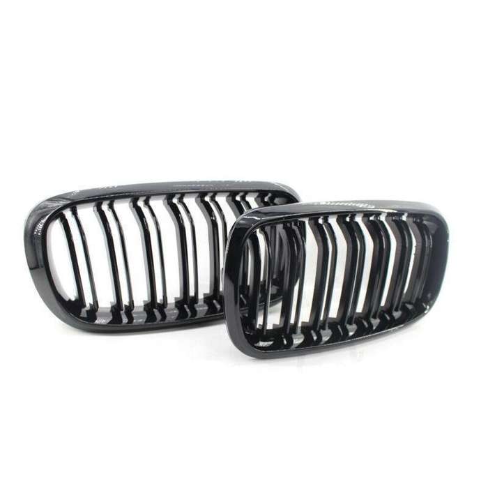One Pair of Fit For BMW X5 F15 Gloss Black Twin Slat M Look Front GRILLE 15-17