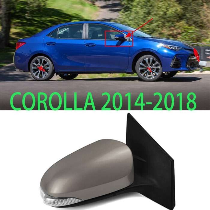 Right Brown For Toyota COROLLA 2014-2018 Side Door Mirror Assembly 7 wires 1pcs