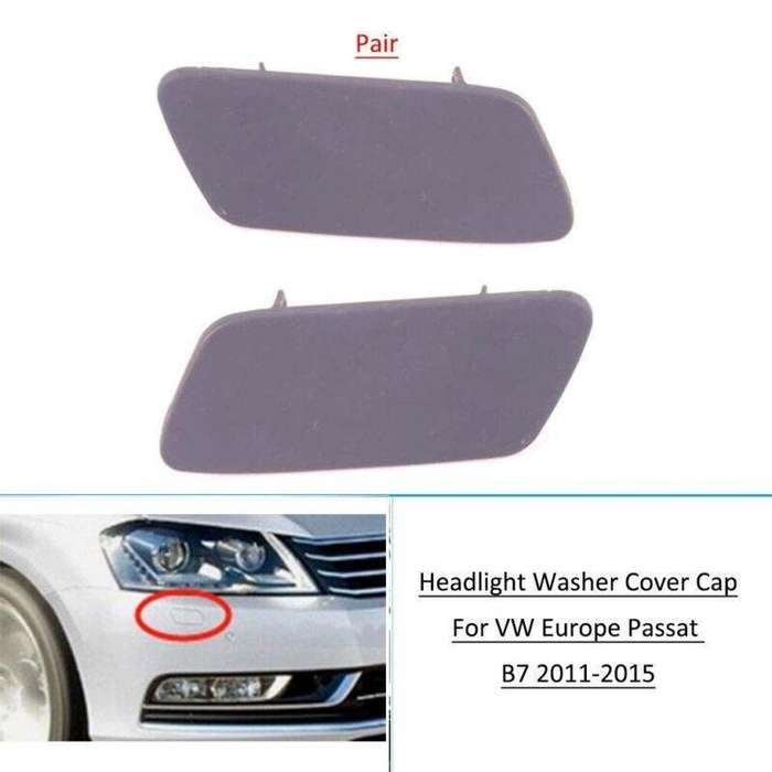 Front Bumper Headlight Washer Cover Cap For VW Europe Passat B7 2011-2015 Pair