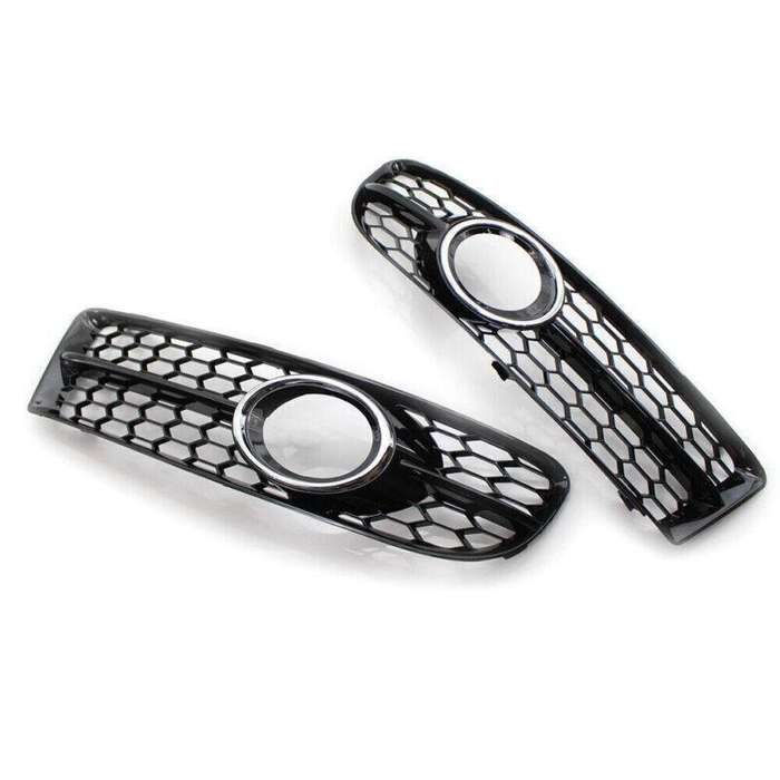 Pair of Chrome Trim Honeycomb Fog Light Grill Fit for Audi A4 B7 S-Line 05-08