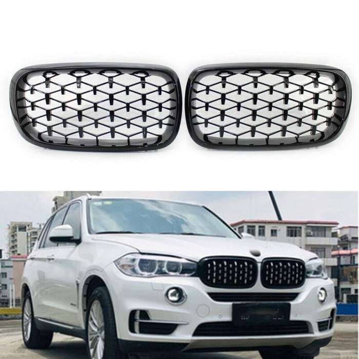 Fits BMW X5 F15 2014-2016 Grille Glossing Black Diamond Meteor Style Pair
