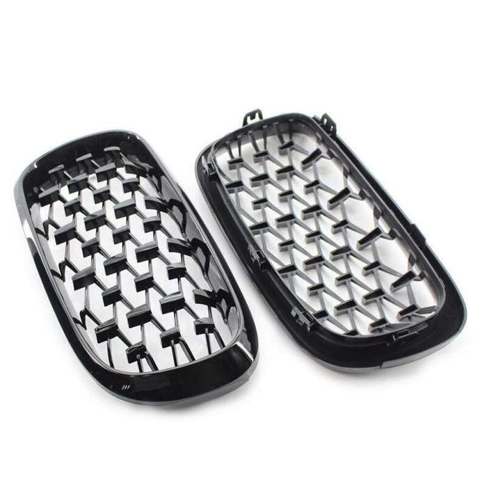 Fits BMW X5 F15 2014-2016 Grille Glossing Black Diamond Meteor Style Pair