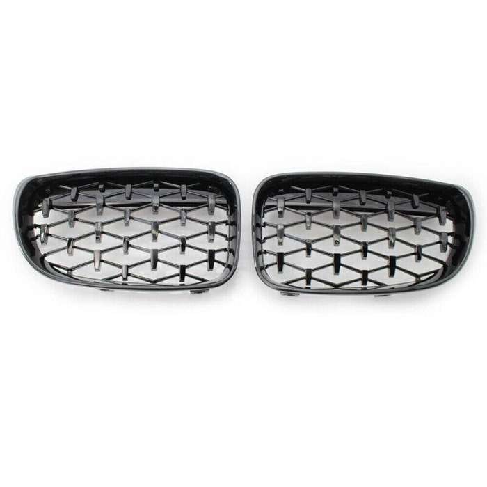 Pair of Black Diamond Style Front Grille Fits BMW E81 E82 E87 E88 1 Series 08-11