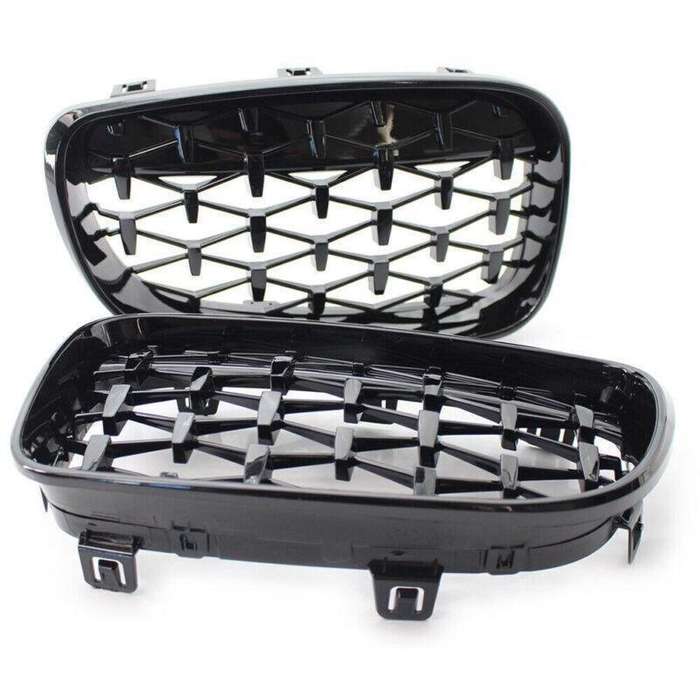 Pair of Black Diamond Style Front Grille Fits BMW E81 E82 E87 E88 1 Series 08-11