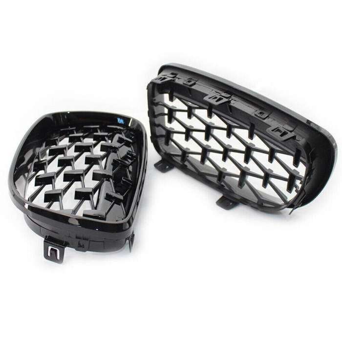 Pair of Black Diamond Style Front Grille Fits BMW E81 E82 E87 E88 1 Series 08-11