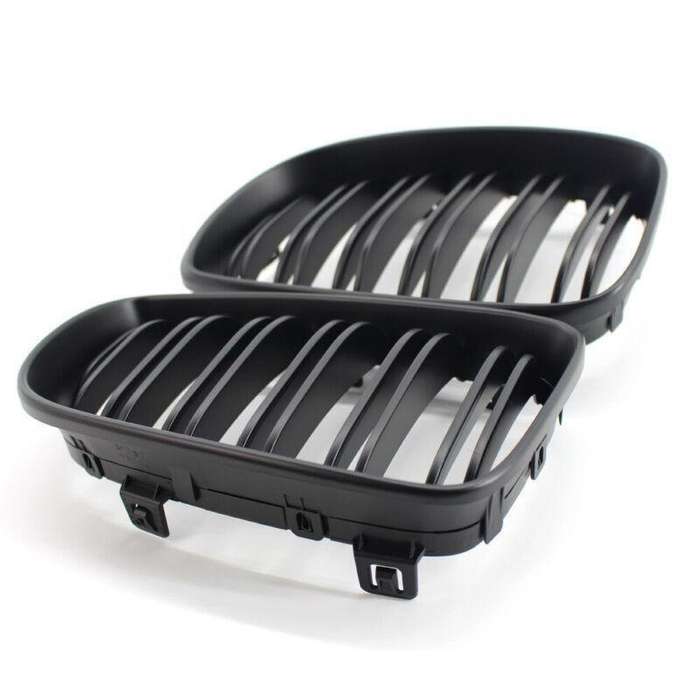 2X/Set Matte Black Dual Slat Front Grille Fit for BMW 1 Series E87 E82 E88 Grill