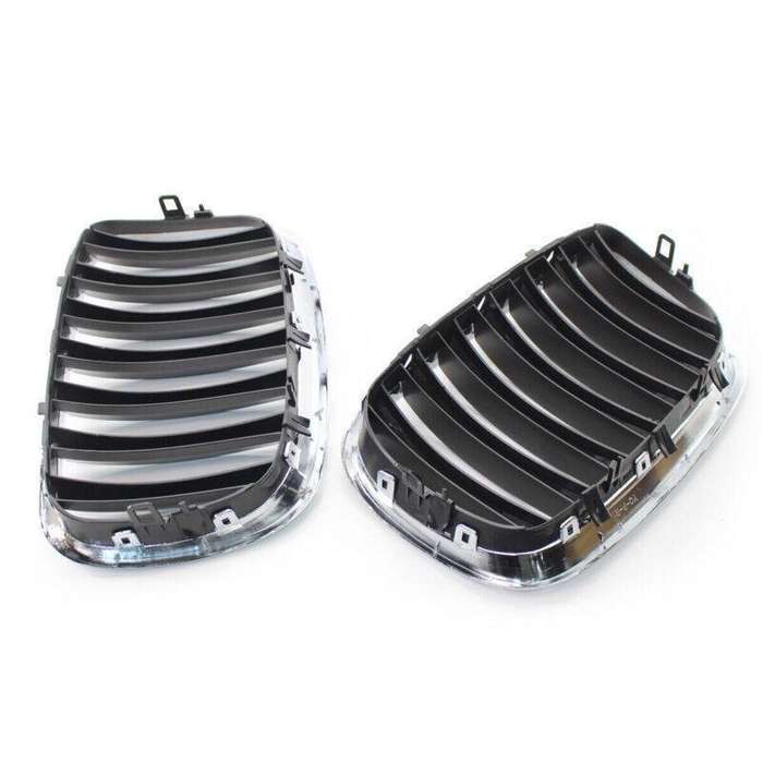 For BMW X5 X6 E70 E71 2007-2013 Chrome Frame Glossy Black Slat Grill Car Grille