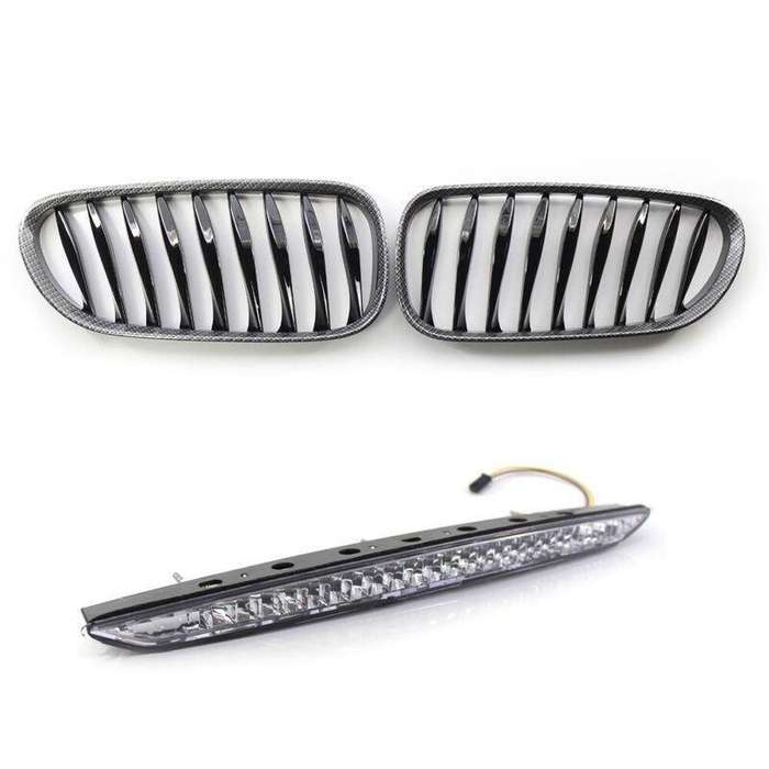 Carbon Fiber Front Grille&amp;3rd Brake Stop Light White Fit for BMW Z4 E85 03-08