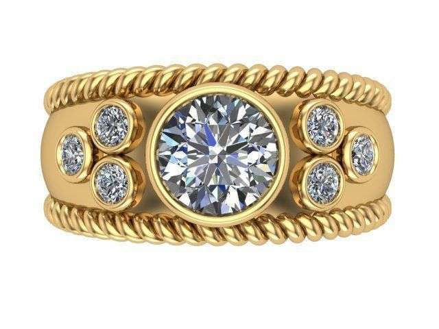 Wide Band Moissanite Engagement Ring