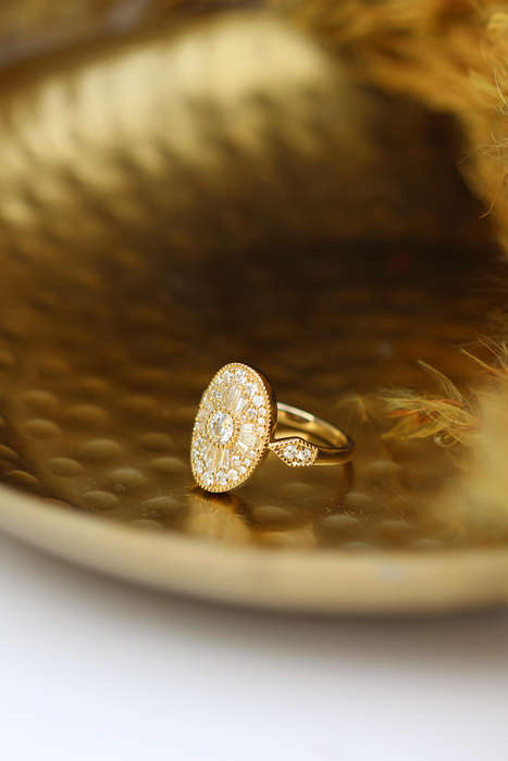 Baguette and Round Moissanite Mosaic Ring