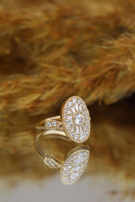 Baguette and Round Moissanite Mosaic Ring