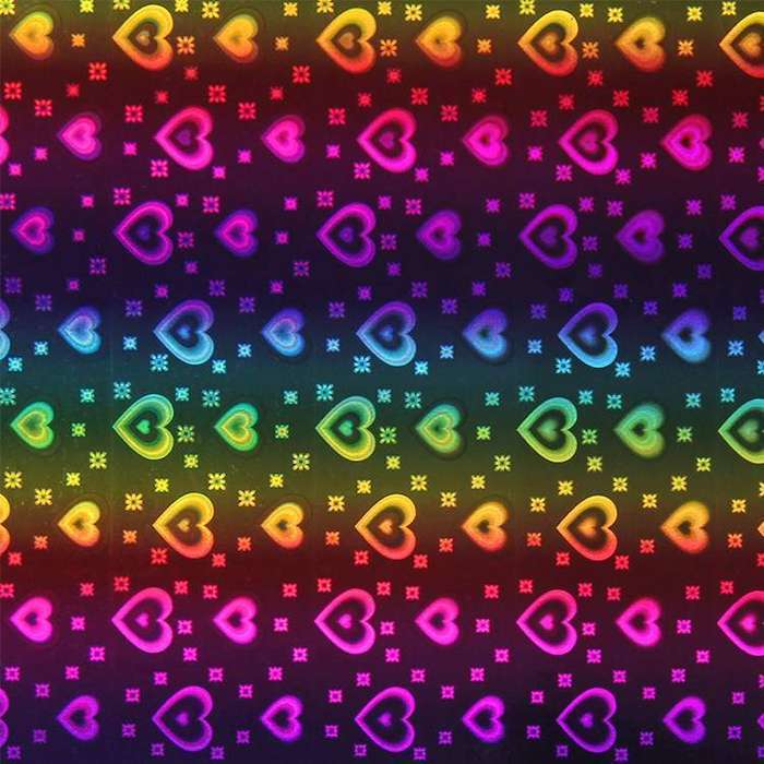 Holographic Rainbow Adhesive Craft Sticker Vinyl Heart