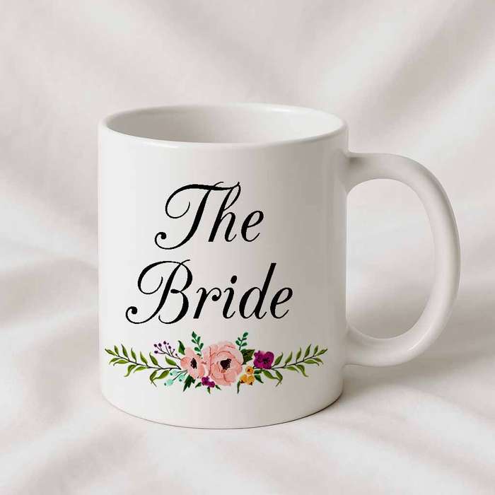 Wedding Mug  Personalised Bride Floral