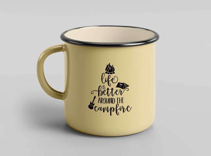 Life is better around the campfire enamel tin mug 2