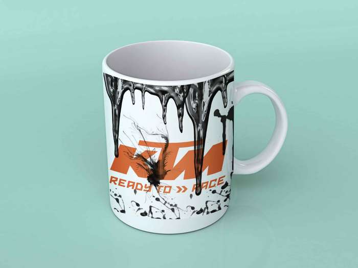 ktm motorcycle oil coffee mug