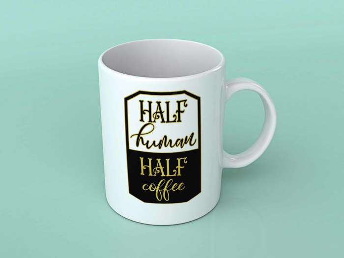 Half human half coffee coffee mug