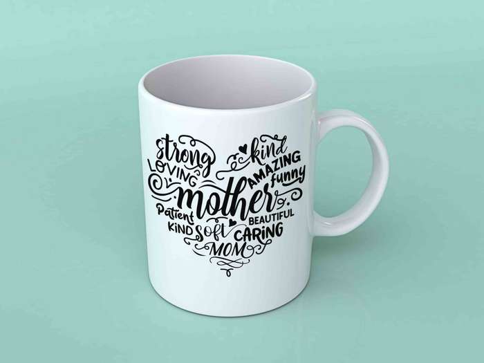Mother heart shape coffee mug