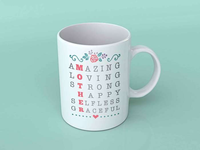 Mother scrabble words coffee mug