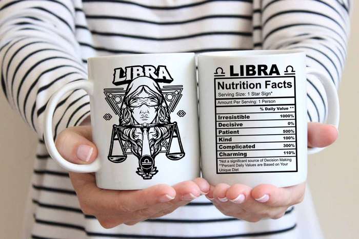 Libra star sign nutrition facts coffee mug