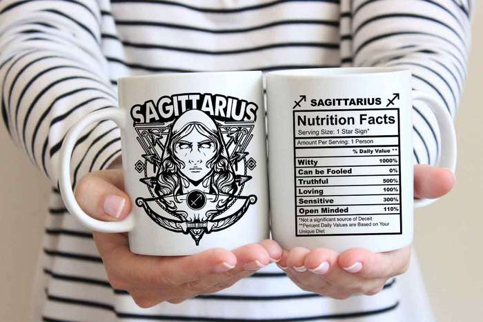 Sagittarius star sign nutrition facts coffee mug