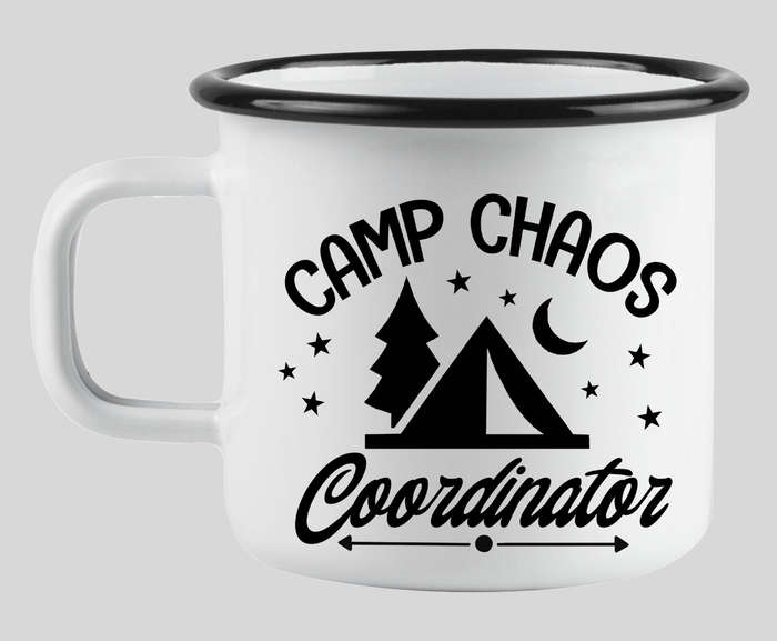 Camp chaos coordinator enamel mug