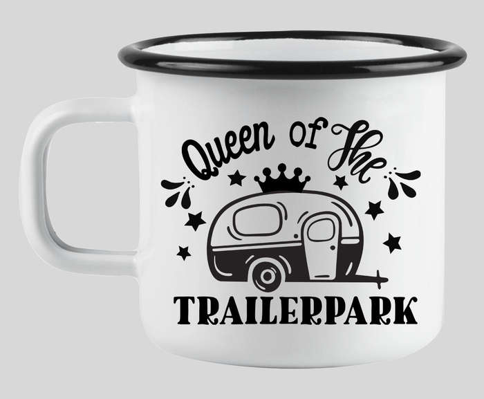 Queen of the trailerpark enamel mug