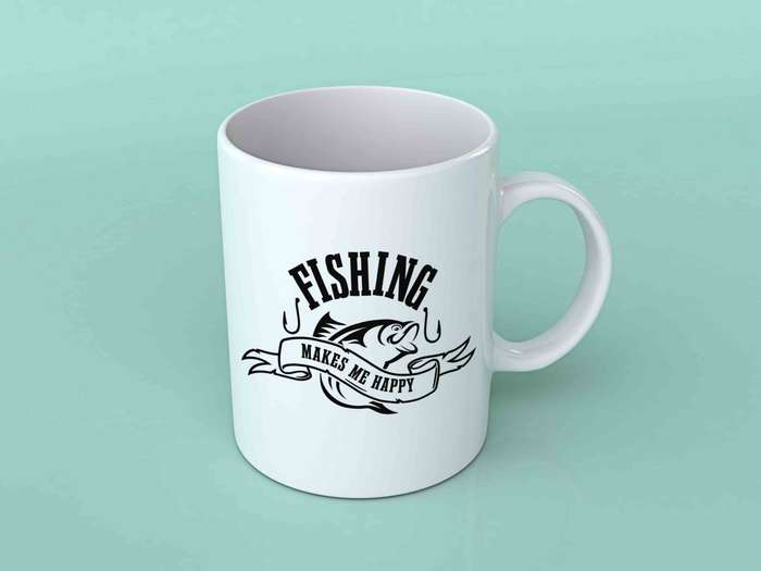 Fishing makes me happy coffee mug