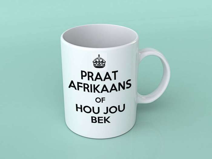 Praat Afrikaans of hou jou bek keep calm coffee mug