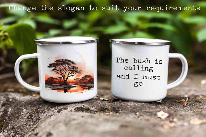 African sunset enamel mug 2