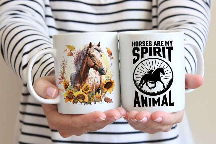 Horse with sunflowers coffee mug 10