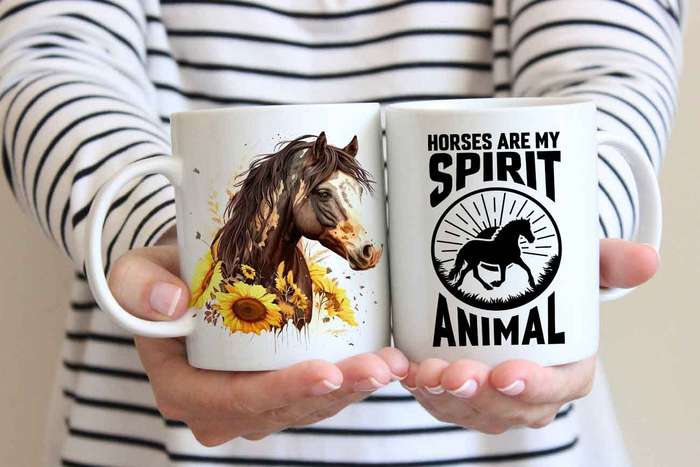 Horse with sunflowers coffee mug 11