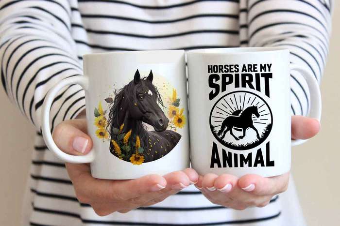 Horse with sunflowers coffee mug 2