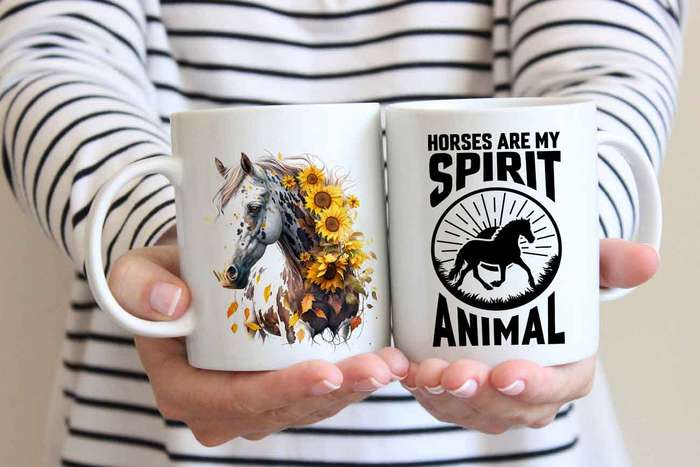 Horse with sunflowers coffee mug 7