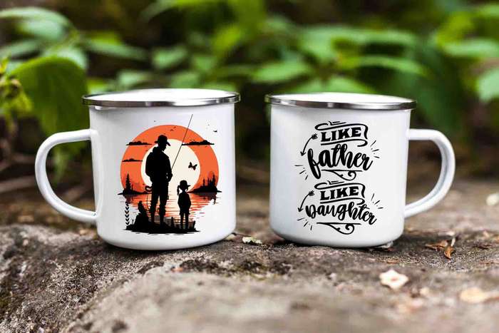 Like father like daughter enamel fishing mug 6