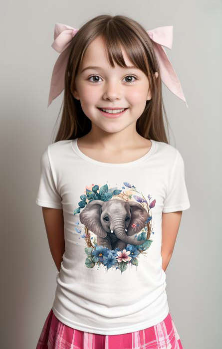 Floral Baby elephant girls T-shirt