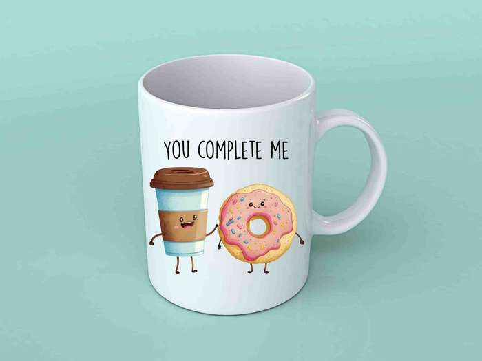 You complete me coffee and donut mug