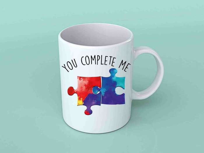 You complete me puzzle coffee mug