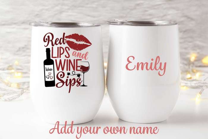 Red lips and wine sips tumbler