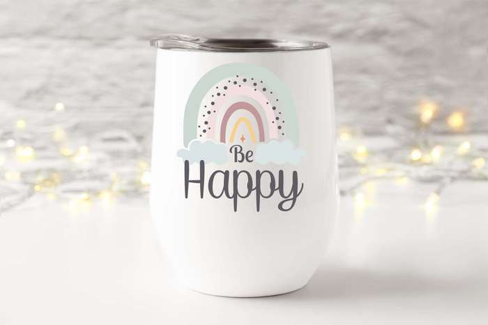Wine tumbler be happy