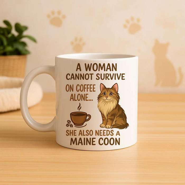 Maine Coon cat Coffee Mug  Coffee Alone Isn't Enough