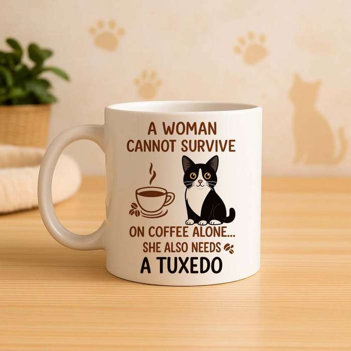 Tuxedo cat Coffee Mug  Coffee Alone Isn't Enough
