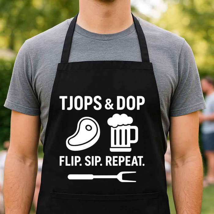 Braai Apron  Tjops & Dop | Funny South African Braai Gift