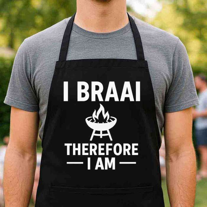 Braai Apron  I Braai Therefore I Am | Funny South African Braai Gift