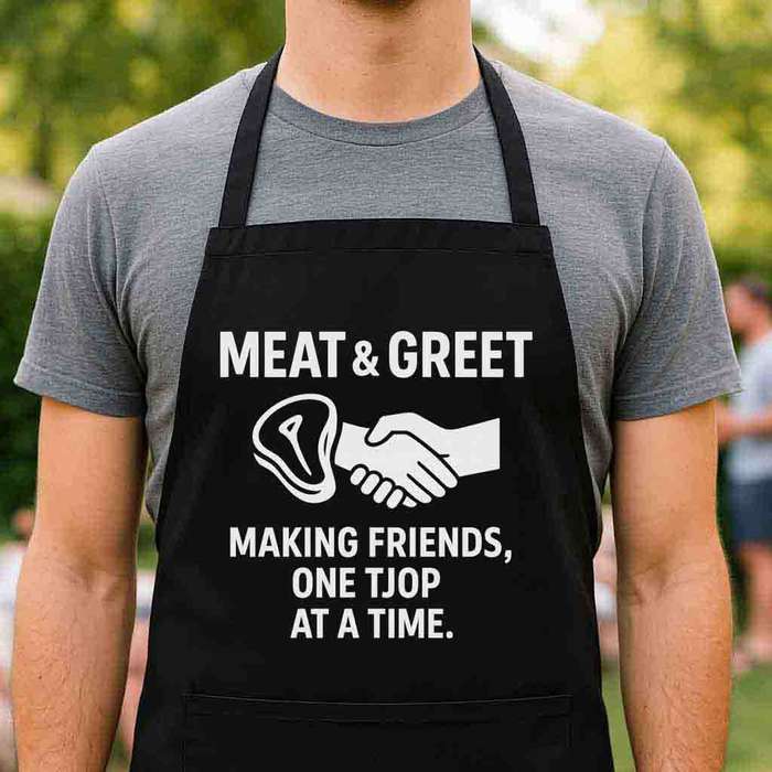 Braai Apron  Meat & Greet | Funny Braai Gift for Braai Masters