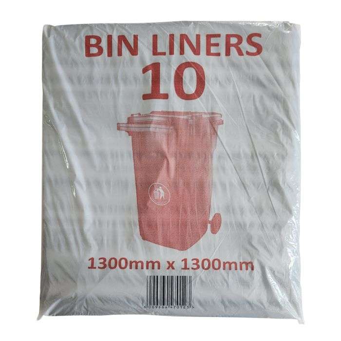 Bin Liner Black 25Mic Wheelie Bin 10 Per Pack