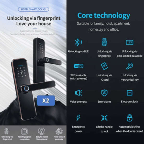 Smart Intelligent Wifi Door Lock - Black