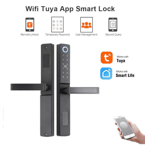 Smart Biometric Door Lock for Aluminum Doors - Black Color